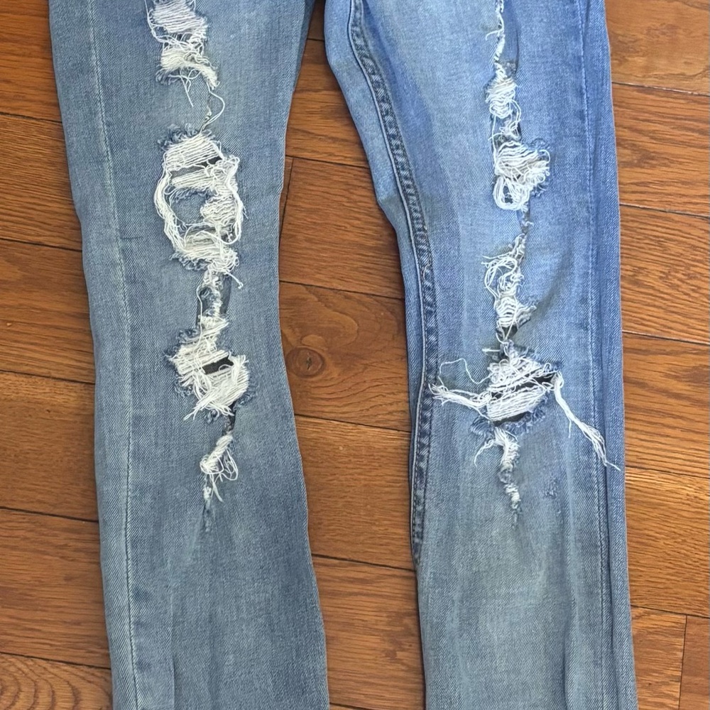Aeropostale Light Blue Distressed Flare Jeans